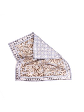 Powder Blue Paisley/Floral Neat Print Reversible Pocket Square