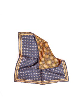 Navy Mini Pines/Neat Print Reversible Pocket Square