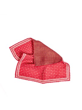 Barn Red Mini Pines/Neat Print Reversible Pocket Square