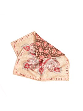 Khaki Perisan/Paisley Print Reversible Pocket Square