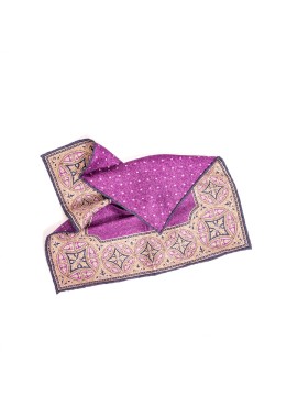 Grape Large Medallion Border/Dots Print Reversible Pocket Square