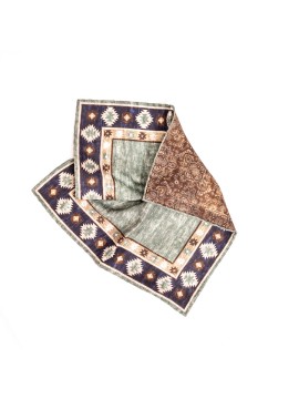 Green Southwest Border/Persian Print Reversible Pocket Square