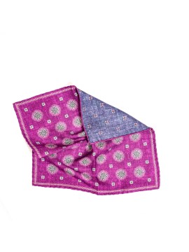 Grape Foulard/Neat Print Reversible Pocket Square