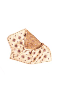 Khaki Foulard/Neat Print Reversible Pocket Square