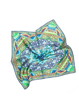 Green Persian Print Pocket Square