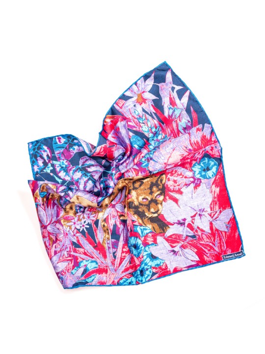 Rose/Lilac Leopard/Jungle Print Pocket Square