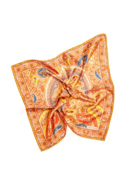 Orange Paisley Print Pocket Square