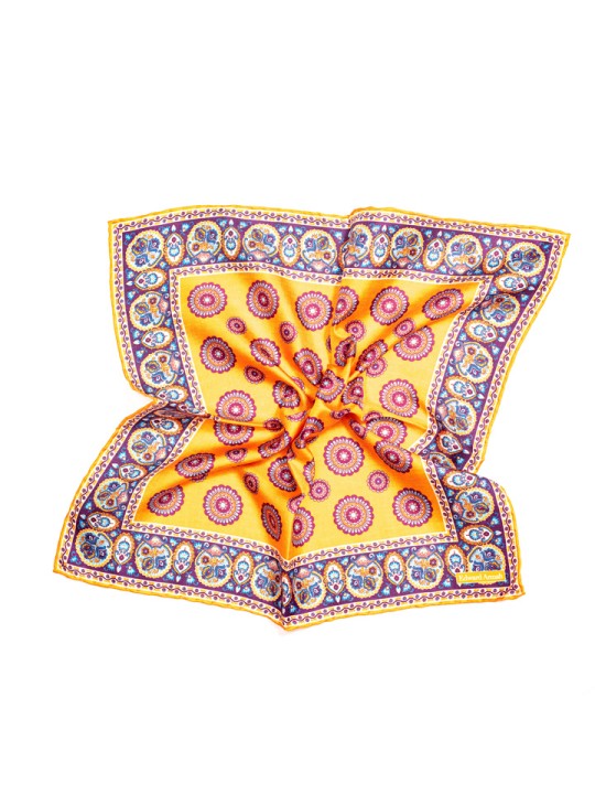 Orange/Blue Medallions Print Pocket Square