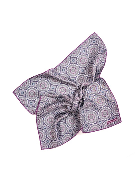 Grey Medallions Print Pocket Square