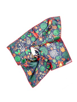 Navy Christmas Print Pocket Square