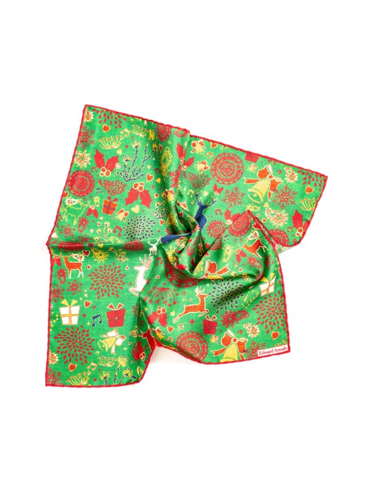 Green Christmas Print Pocket Square