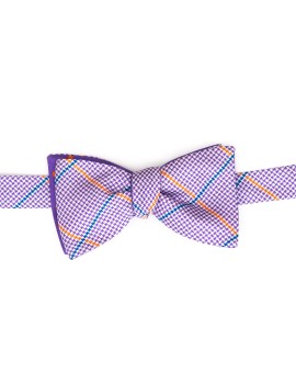 Purple/Orange Dots/Glen Plaid  Reversible Bow