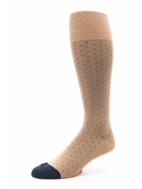 Khaki/Navy Dots With Melange Effect O/C Socks