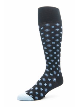 Black/Lt. Blue Foulard O/C Socks