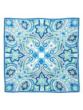 Blue/Navy/Lime/Tan Paisley Print Scarf