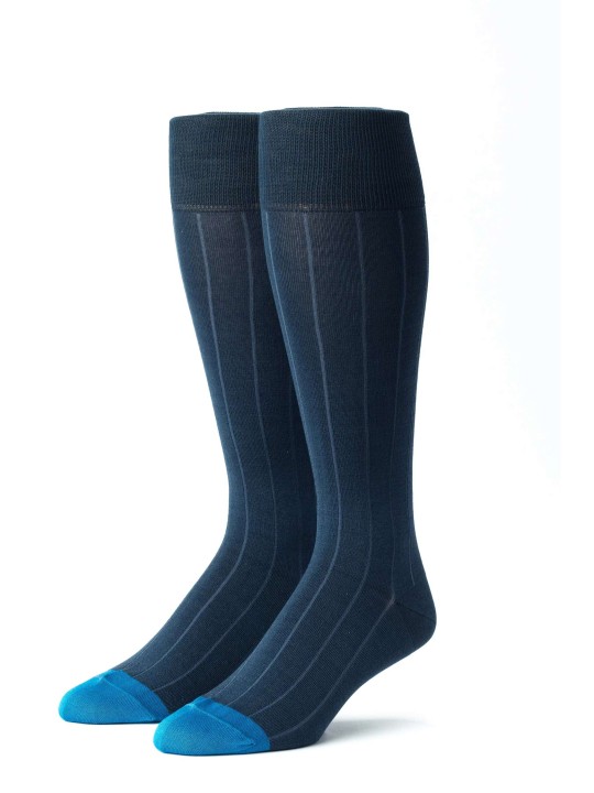 Blue Steel/Medium Blue Ribbed Socks