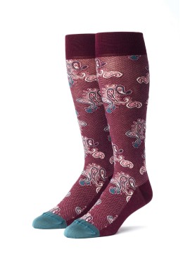 Wine/Blue Steel Paisley Socks