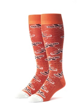 Orange/Black/Eggshell Elongated Paisley Socks