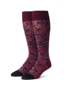 Wine/Black Elongated Paisley Socks