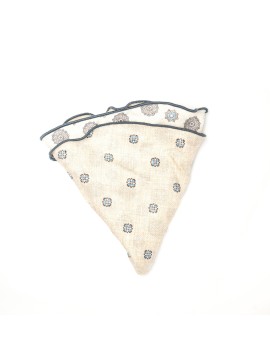 Beige/Sky Blue Medallions/Floret Neat Print Silk Shappe Diamante Reversible Pocket Circle