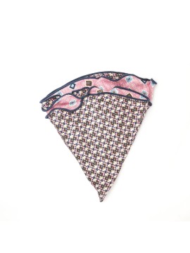 Pink Neat/Floral Graph Print Silk Shappe Diamante Reversible Pocket Circle