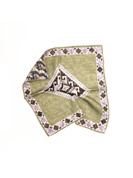 Green/Purple Bird's Eye Print Reversible Pocket Square