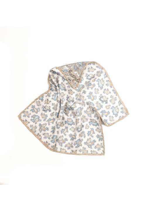 Beige Paisley Print Reversible Pocket Square