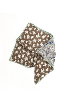 Brown Paisley Print Reversible Pocket Square