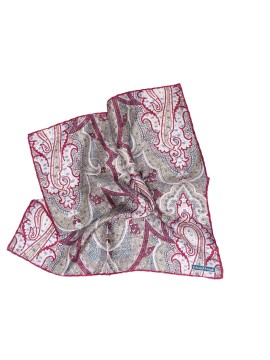 Beige/Magenta  Exploded Paisley Print Pocket Square