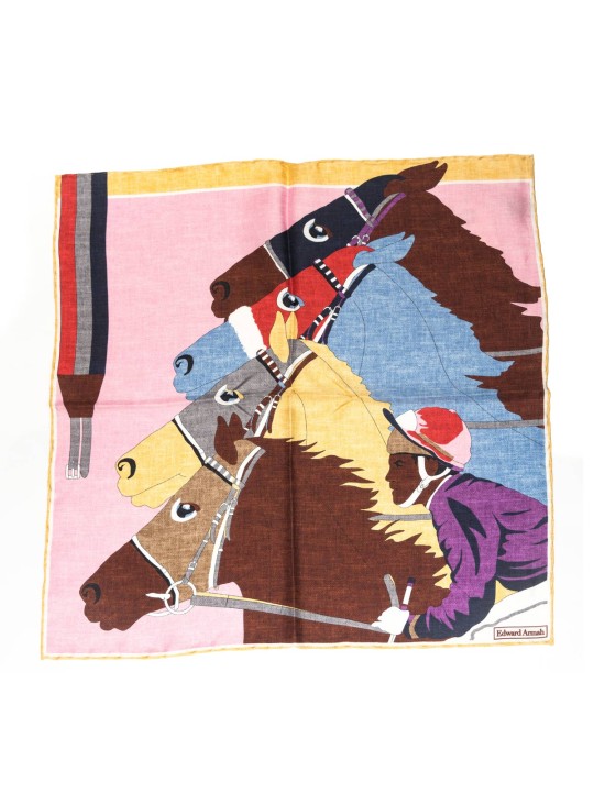 Brown Jockey Print Pocket Square