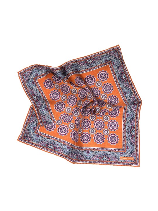 Rust Medallions Print Pocket Square