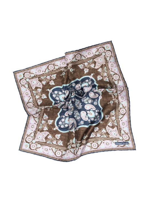 Brown Persian Print Pocket Square