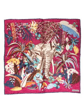 Magenta Hawaiian Flowers Print Pocket Square