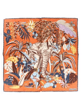 Orange Hawaiian Flowers Print Pocket Square