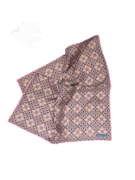 Pink/Navy Quatrefoil Print Pocket Square