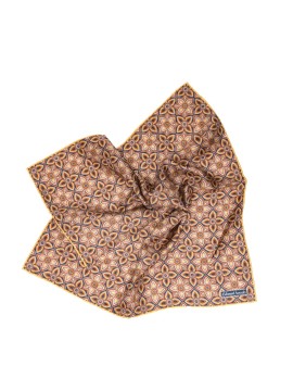 Mustard/Navy Quatrefoil Print Pocket Square