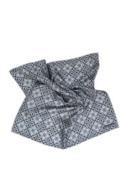 Grey/Navy Quatrefoil Print Pocket Square