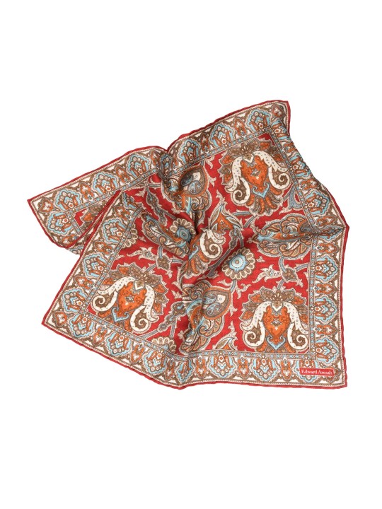 Red Persian Print Pocket Square