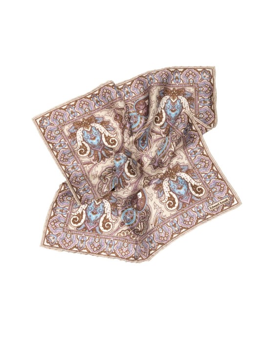 Beige Persian Print Pocket Square