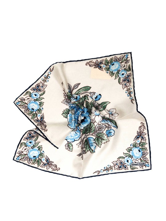 Floral White Floral Print Pocket Square