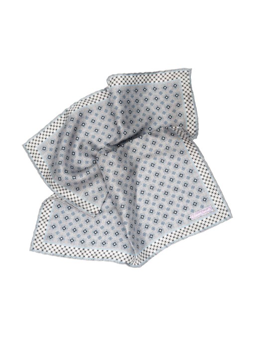 Navy Neat Print Pocket Square