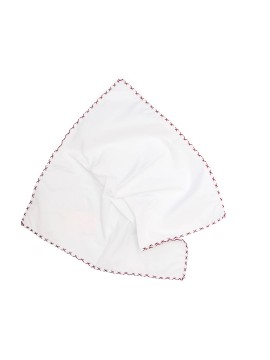 White With Wine Hem Pocket Square