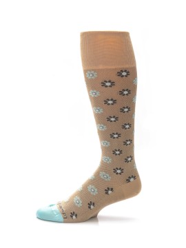 Khaki/Ice Blue Foral Neat Socks