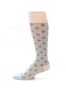 Beige/Ice Blue Geo Socks