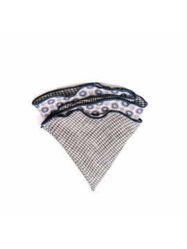 White Smoke Geo Neat/Houndstooth Print Silk Shappe Diamante Reversible Pocket Circle