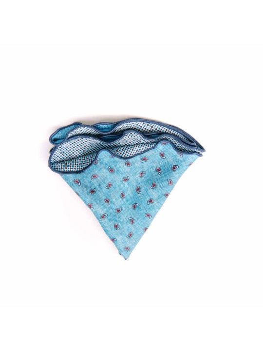 Sky Mini Pines/Neat Print Silk Shappe Diamante Reversible Pocket Circle