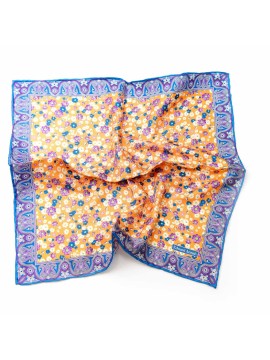 Orange/Purple/True Blue Floral Pocket Square