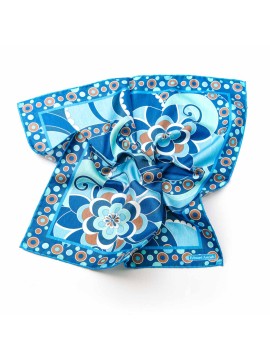 Blue/Brown/Aquamarine Retro Print Pocket Square