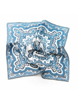 White Smoke/Midnight Persian Print Pocket Square