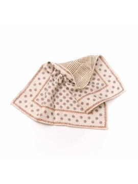 Beige/Grey Shadowed Dots/Plaid Print Reversible Pocket Square